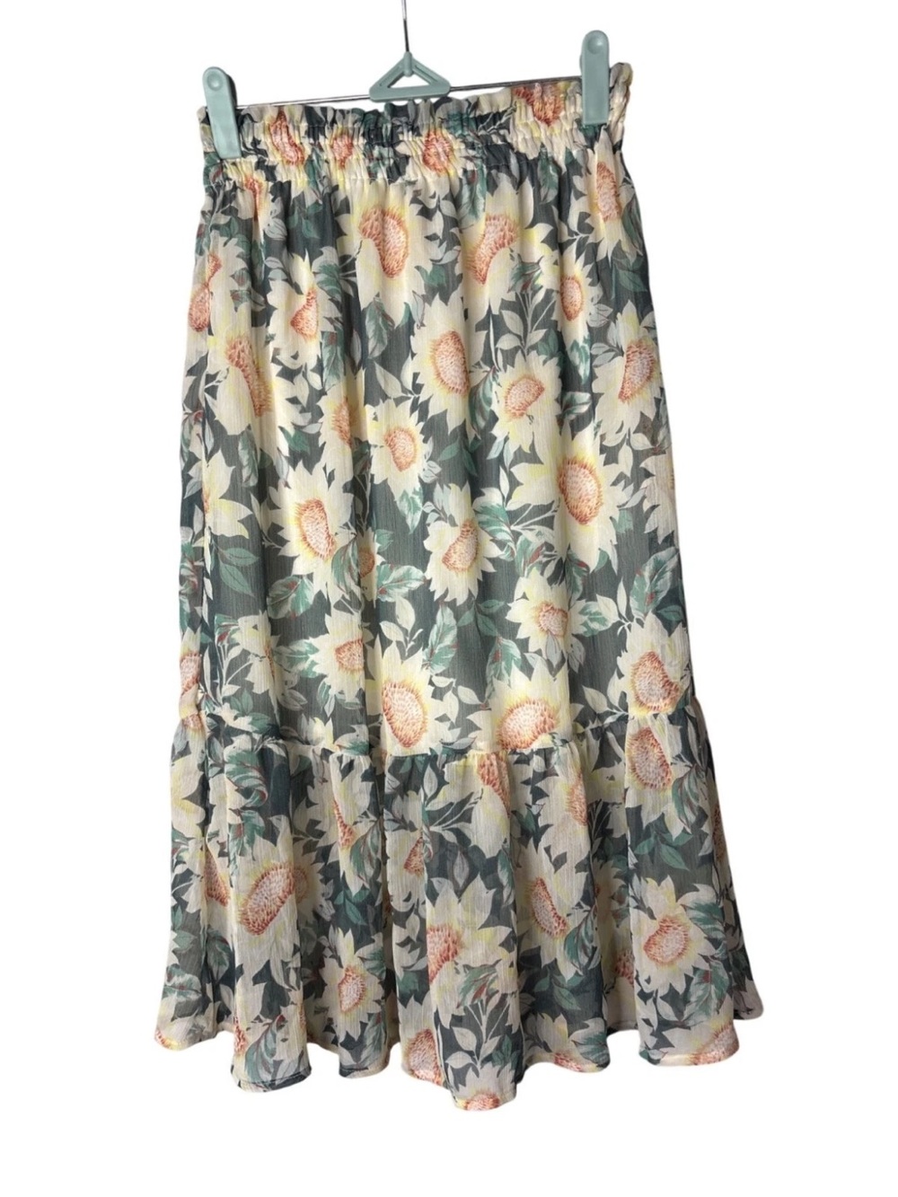 Cottagecore Sunflower Floral Maxi Skirt